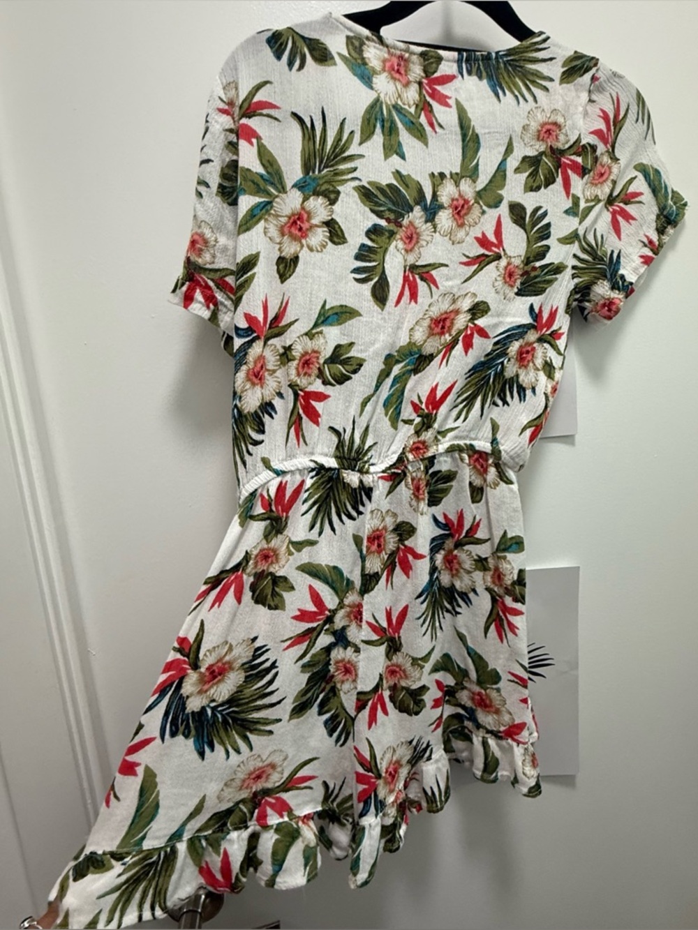 Primark White Tropical Floral Tie-Front Mini Dress